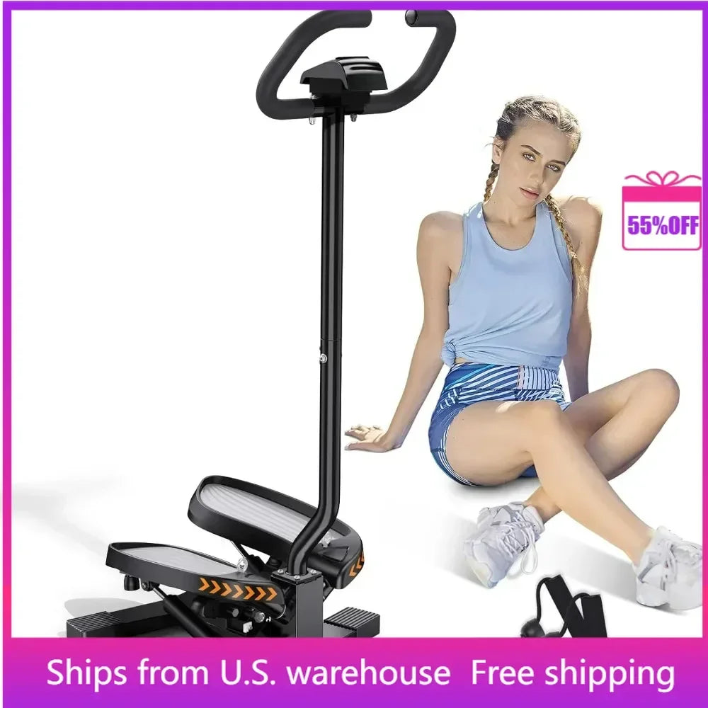 Stair Stepper for Exercises-Twist Stepper with Resistance Bands and 330Lbs Weight Capacity , Black , Lose Weight and Get Fit