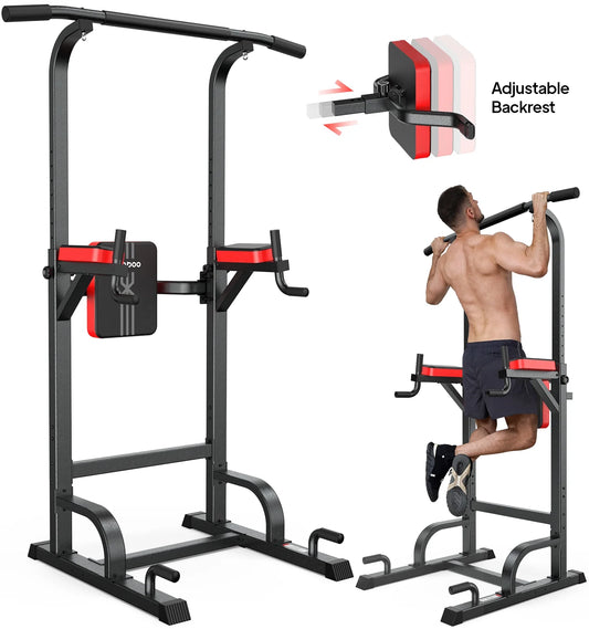 Body Champ Multifunction Power Tower Dip Station Pull up Bar Power Rack for Home Gym Strength Training Workout Equipment Max Weight 480Lbs