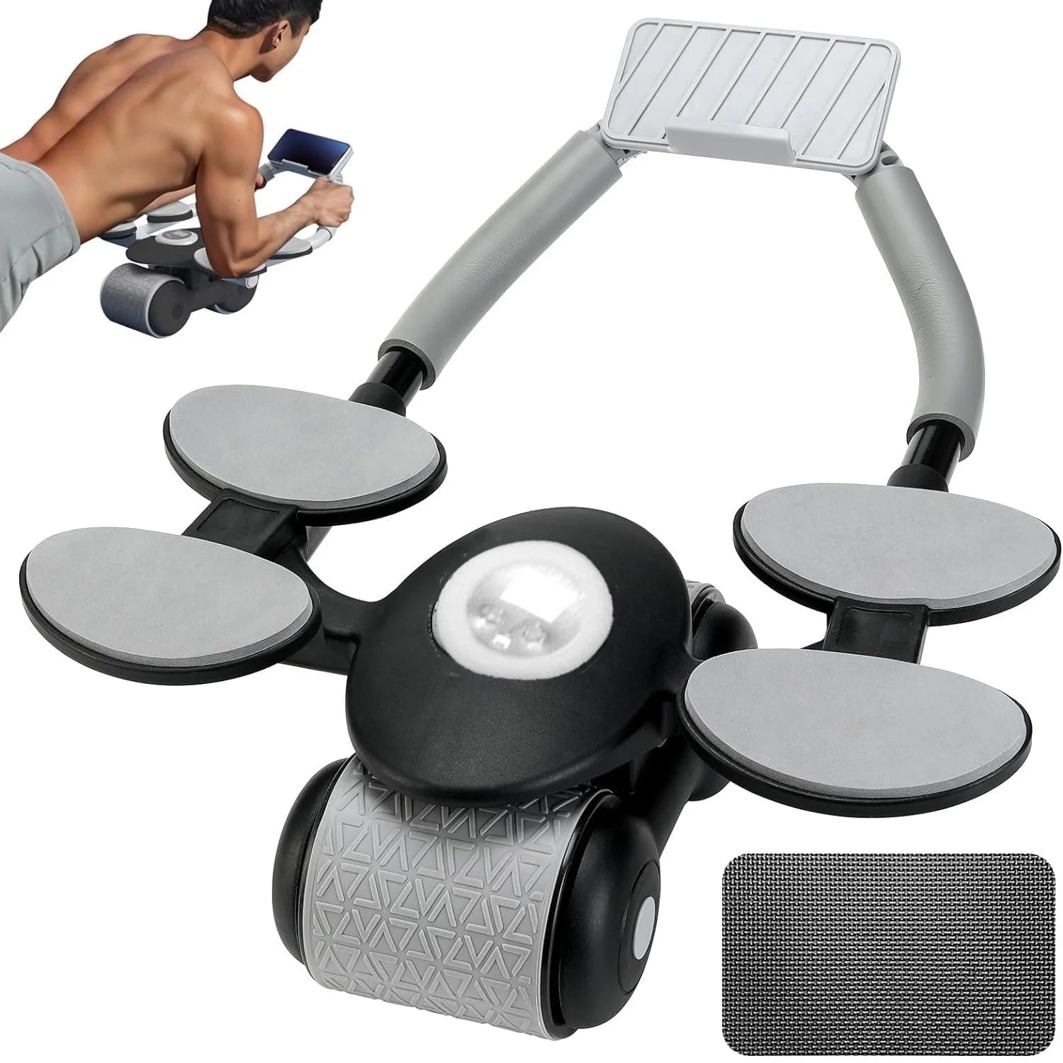 Ab Roller Wheel with Knee Mat &Timer, 2024 New with Timer Ab Abdominal Exercise Roller Elbow Support, Abs Roller Wheel Core Exercise Equipment, Automatic Rebound Abdominal Wheel